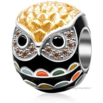 925 Sterling Silver Owl Charm Bird Charm Animal Charm Birthday Charm Lucky Charm for Pandora Charm Bracelet