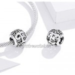 BAMOER 925 Sterling Silver Letter Initial A-Z Alphabet Charm Bead Fits Pandora Bracelets & Necklace