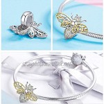 Bee Genuine 925 Sterling Silver Clear Zircon Bee Charms Insect Pendant fit Original Bracelets & Necklaces Jewelry