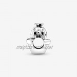 Cactus sterling silver charm with black and raspberry pink enamel