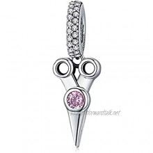 Dangle Shear Perfection Charm Genuine 925 Sterling Silver Scissors Bead for European Bracelet Jewelry