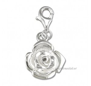 Designer Inspirations Boutique Rose Flower Sterling Silver Clip-On Charm - for Thomas Sabo Style Charm Bracelets. R6186
