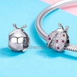 DIAN Jewellery 925 Sterling Silver Sparkling Ladybug Charm Bead - Bracelet Charm Fits European Charms Bracelets Happy Anniversary Birthday Charms for Bracelet