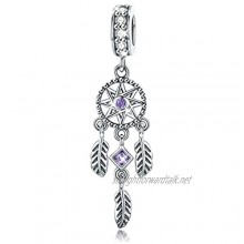 Dream Catcher Charms 925 Sterling Silver Crystal Pendant Feather Sun Bead for European Bracelet Necklace