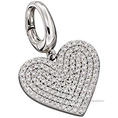 Fiorelli Silver Womens 925 Sterling Silver Pave Cubic Zirconia Heart Spring Catch Charm