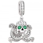 GNOCE [3 Packs] Skull Charm Sets Sterling Silver with OctopusCool As You Combination Charm Pendant with Cubic Zirconia Fit Bracelet/Necklace Women Men