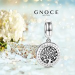 GNOCETree of Life Charms Sterling Silver Family Tree Pendant Charms Engraved withFollow Your Dreams Fit All Bracelet Necklace Jewelry Gift for Mom Sisters