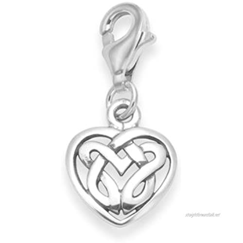 Heather Needham Sterling Silver Celtic Heart Charm - SIZE: 10mm - clip on charm fits Thomas Sabo. 8934TR