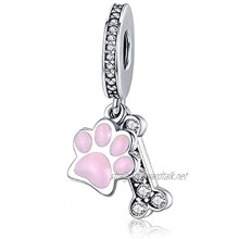 I Love My Dog Bone Charms Genuine 925 Sterling Silver Dog Bowl Charm Paw Beads Animals Charms for Pandora Bracelets