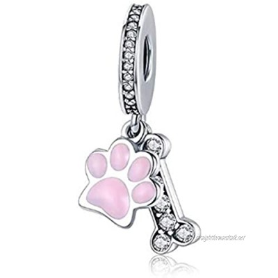 I Love My Dog Bone Charms Genuine 925 Sterling Silver Dog Bowl Charm Paw Beads Animals Charms for Pandora Bracelets