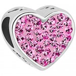 Lifequeen Jewellery Heart Mum I Love You Charm Bling Crystal Charm Beads for Bracelets