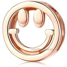 NINGAN Smile Face Rose Gold Charm 925 Sterling Silver Charms Fit Reflexion Bracelets and Necklaces