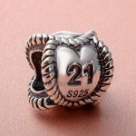 Number 21st Birthday Charm 925 Sterling Silver Milestones Bead for European Style Bracelet Jewelry