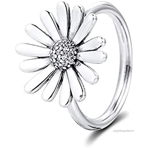 PANDOCCI 2020 Spring Pave Daisy Flower Statement Rings for Women 925 Silver DIY Fits for Original Pandora Bracelets Charm Fashion Jewelry (56#)