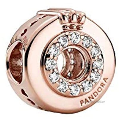 Pandora Open pavé crown O charm in rose gold.