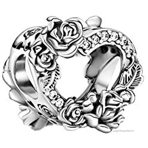 Pandora People Open Heart & Roses Charm Sterling Silver Size: 1.4 cm