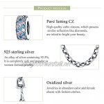 Pink and Blue Safety Chain Real 100% 925 Sterling Silver Pink and Blue CZ Round Safety Chain Charm Fit Charm Bracelet DIY Jewelry Making