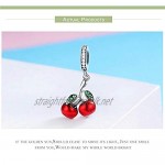 Red Cherries Cherry Trendy 925 Sterling Silver Fruit Red Enamel Cherry pendant Charm Fit Women Bracelets & Necklaces Fashion Jewellery