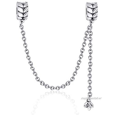 Safety Chain Charm 925 Sterling Silver Clip Charm Stopper Charm for Pandora Charm Bracelet
