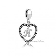 SBI Jewelry Silver Initial Letter Charm for Bracelets Love Heart Dangle Charm Alphabet A-Z Pendant Gift for Women Girls Birthday