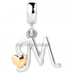 Sug Jasmin Initial A-Z Letter Charm Golden Heart Alphabet Dangle Beads for Bracelets & Necklaces