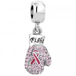 Uniqueen Pink Ribbon Breast Cancer Awareness Charm Beads fit Charms Bracelet