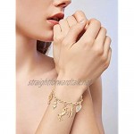 ALEXY Women's Charm Bracelet Polished Unicorn Star Clover Drops Rhinestone Paved Heart Pendant Bangle Bracelets