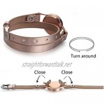 EVERLEAD Carving Aromatherapy Essential Oils Diffuser Locket Bracelet 316l Stainless Steel Real Leather Bracelet