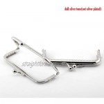 HOUSWEETY 2 Silver Tone Purse Bag Metal Frame Kiss Clasp Lock 10.5x6cm