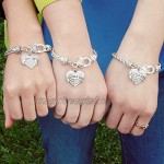 Inspired Silver - Silver Pave Heart Charm Bracelet with Cubic Zirconia Jewelry