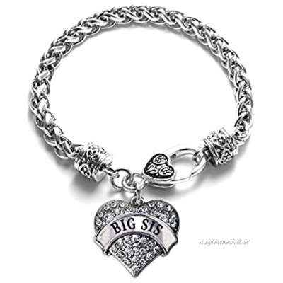 Inspired Silver - Silver Pave Heart Charm Bracelet with Cubic Zirconia Jewelry