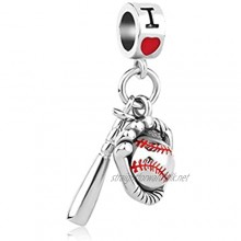 JewelryHouse I Love Baseball Sports Lover Dangle Charms fit Bracelets