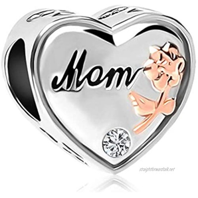 JewelryHouse I Love You Mom Charms Heart Love Rose Flower Charms fit Bracelets