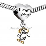JewelryHouse Mom I Love You Mother Daughter Heart Charms fit Bracelets