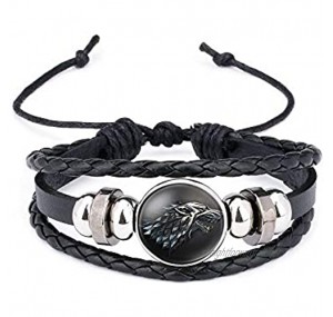 JOYID Vintage Braided Woven Wolf Bracelet Glass face Rope Leather Love Lucky Bracelet Fashion Jewelry for Women Man