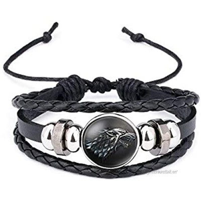 JOYID Vintage Braided Woven Wolf Bracelet Glass face Rope Leather Love Lucky Bracelet Fashion Jewelry for Women Man
