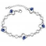 Latigerf Double Heart Bracelet White Gold Plated Swarovski Elements Crystal Navy Blue by Latigerf