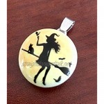 My Prime Gifts Snap Jewelry Halloween Witch on Flying Broom Painted Enamel Standard Size 18-20mm
