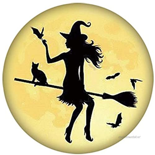 My Prime Gifts Snap Jewelry Halloween Witch on Flying Broom Painted Enamel Standard Size 18-20mm