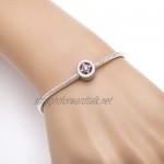 Parallelogram Charms 925 Sterling Silver Rhombus Charms with Clear and Pink Stone Charm for 3mm Snake Chain Bracelet