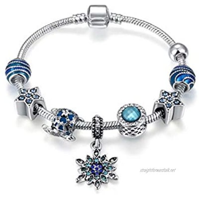 Presentski Heart Charm Bracelet Snake Chain Star Dreamcather Beaded Charm Bracelets Fashion Jewelry Bangles for Women Teen Girls