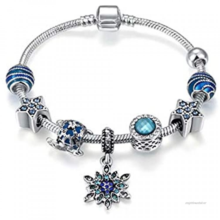 Presentski Heart Charm Bracelet Snake Chain Star Dreamcather Beaded Charm Bracelets Fashion Jewelry Bangles for Women Teen Girls
