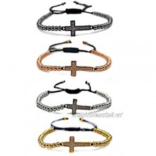 QIDISI Charm Woman Color Retention Copper Beads 4mm Bracelets Cross Cubic Zirconia Bracelet CZ Bracelet Length Adjustable