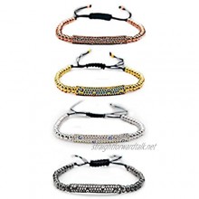QIDISI Charm Woman Color Retention Copper Beads 4mm Bracelets Tube & Eyes Cubic Zirconia Bracelet CZ Bracelet Length Adjustable