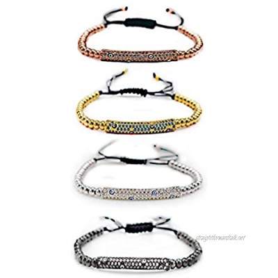 QIDISI Charm Woman Color Retention Copper Beads 4mm Bracelets Tube & Eyes Cubic Zirconia Bracelet CZ Bracelet Length Adjustable