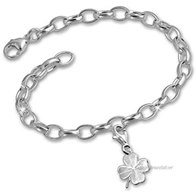 SilberDream Charm Bracelet Set – Clover Leaf 925 Silver Charm Pendant and 925 Silver Bracelet – FCA112
