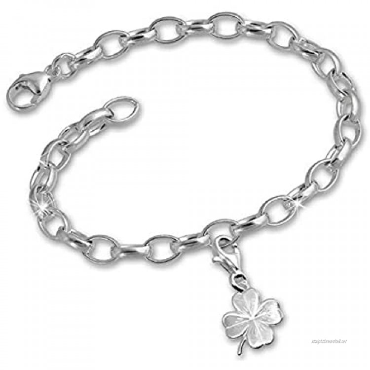SilberDream Charm Bracelet Set – Clover Leaf 925 Silver Charm Pendant and 925 Silver Bracelet – FCA112