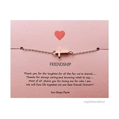 Your Always Charm Faith Cross Bracelet Religious Meaningful Gifts for Best Friend B:rose gold