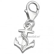 Anchor Crystal Sterling Silver Clip on Charm by Kate Benson - fits Thomas Sabo
