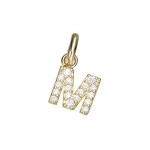 Charm Letter M Sparkle Gold Plated